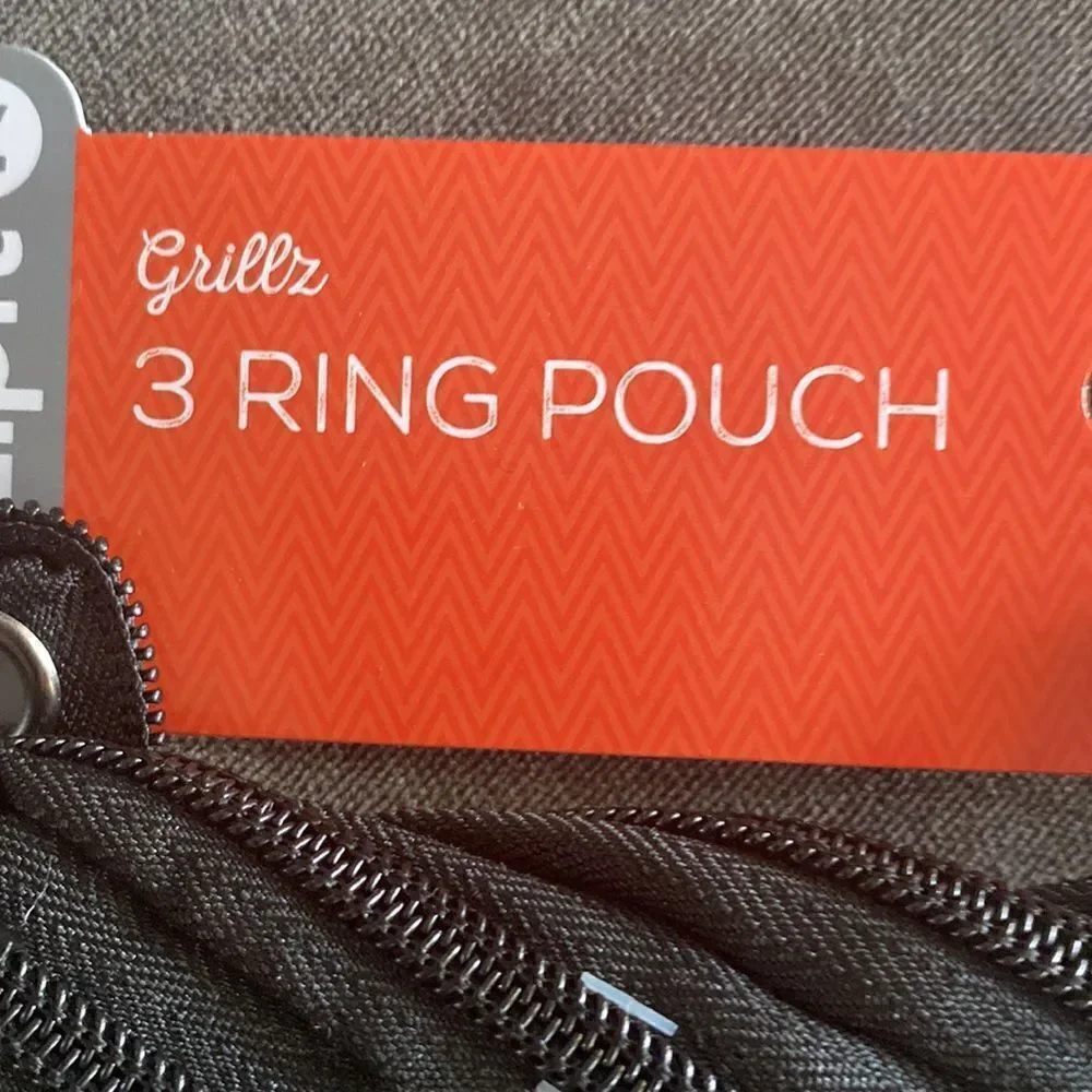 Zipit Grillz Black Pencil Case fits on 3 Ring Binder Folder NWT